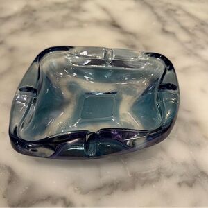 Vintage 70’s Blue Glass Ashtray